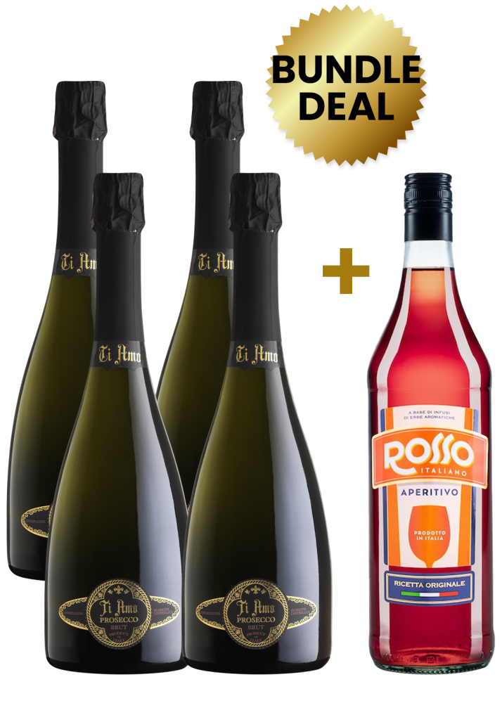 Buy 4 Bottles Ti Amo Prosecco Brut 75Cl, Get 1 Free Bottle Rosso Italiano Aperitivo 1L